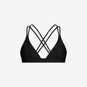 Damski top bikini z krzyżowanym tyłem do pływania & surfingu - Czarny