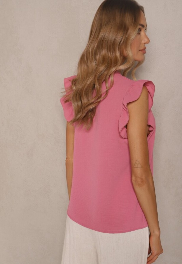 Różowa Koszula z Ozdobnymi Falbankami Arilene