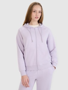 4F Bluza dresowa rozpinana z kapturem damska - fioletowa S