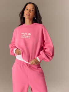 4F Bluza dresowa loose bez kaptura damska - różowa XL