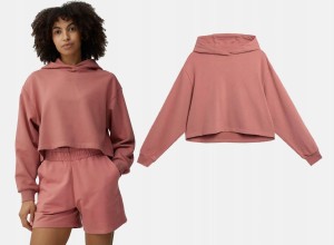BLUZA DAMSKA 4F DRESOWA Z KAPTUREM CROP-TOP TSWSF244 KOLOR RÓŻOWY