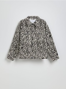 Jeansowa kurtka ze zwierzęcym wzorem - wielobarwny