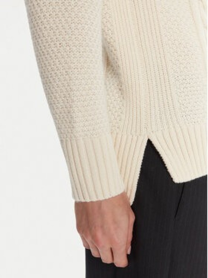 Barbour Sweter Burne Crew LKN1572WH51 Écru Regular Fit