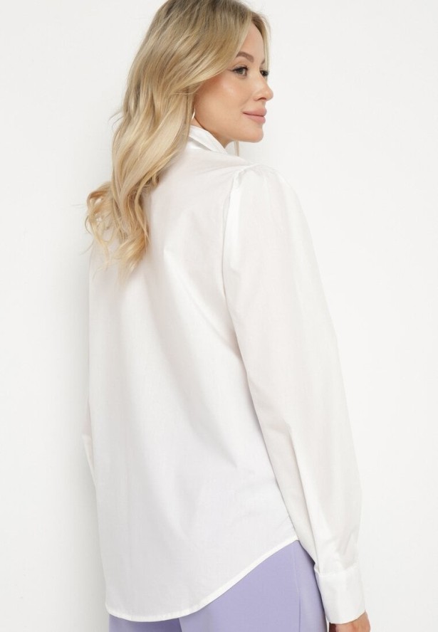 Biała Klasyczna Koszula Ozdobiona Cyrkoniami Ariliana