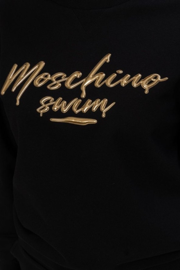 MOSCHINO Czarna bluza damska ze złotym logo, Rozmiar M