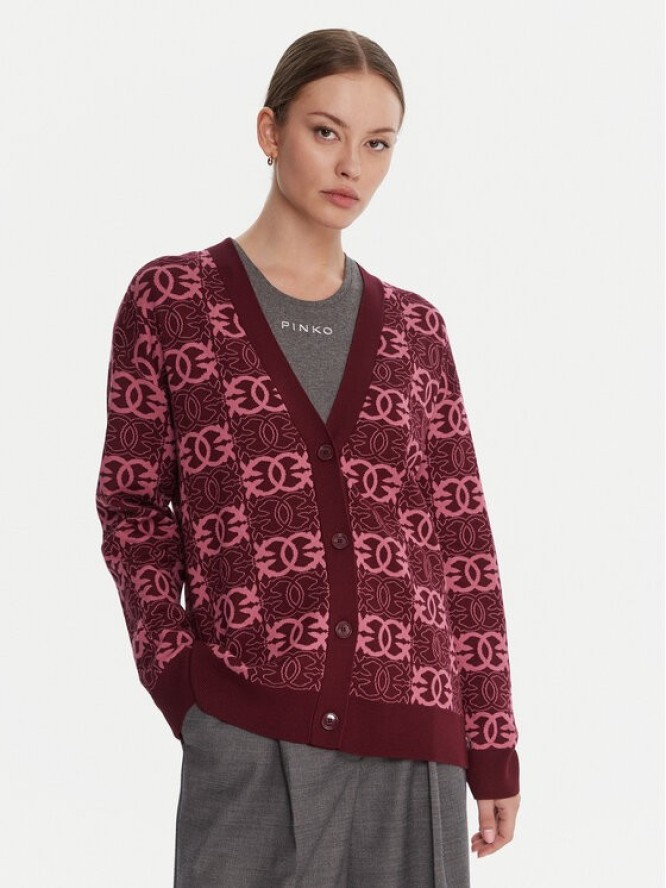 PINKO Kardigan Half Breed 106042 A2YD Bordowy Regular Fit