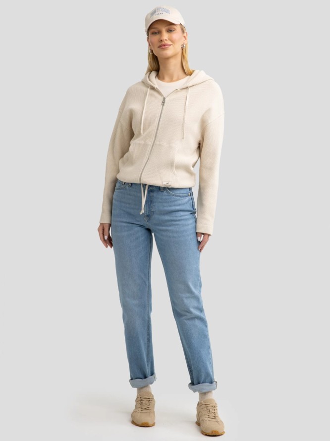 Bluza damska rozpinana z kapturem kremowa Grala 103