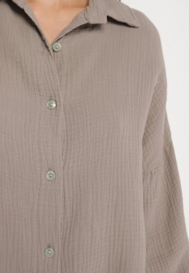 Beżowa Bawełniana Koszula Muślinowa Atelora