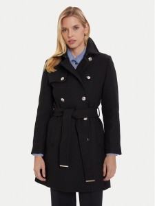 Morgan Płaszcz wełniany 242-GEVA Czarny Regular Fit