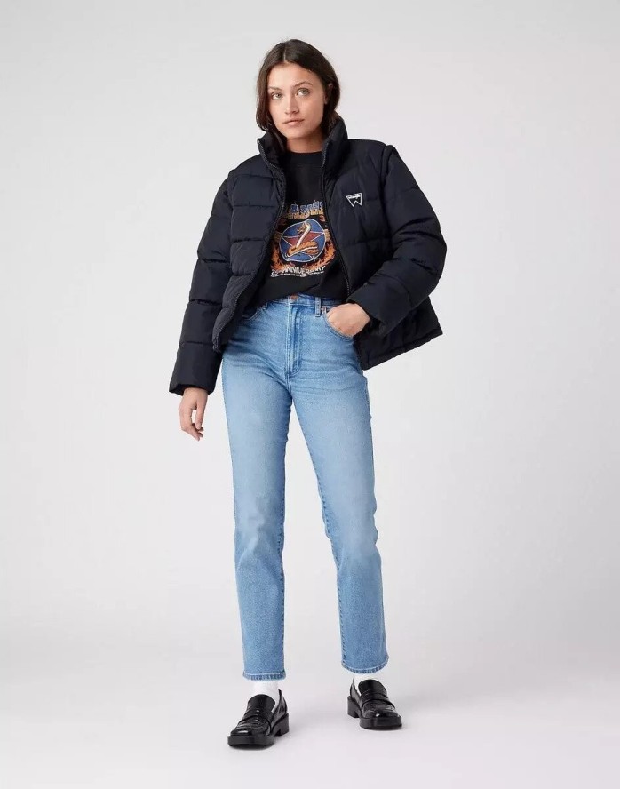 WRANGLER SHORT PUFFER DAMSKA KURTKA PRZEJŚCIOWA BLACK W4R9YJ100 112319249