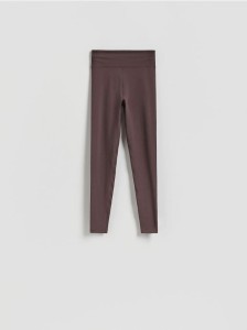 Gładkie legginsy - brązowy