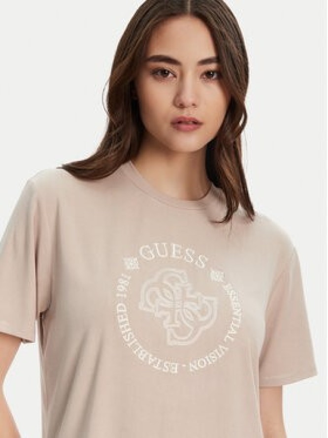 Guess T-Shirt V5YI05 KCOA2 Beżowy Regular Fit