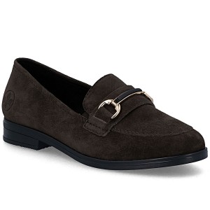 Skórzane loafersy damskie zamszowe brązowe Rieker 46262-25