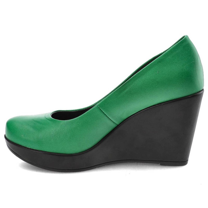 Zielone Czółenka Karino Damskie Półbuty Na Koturnie