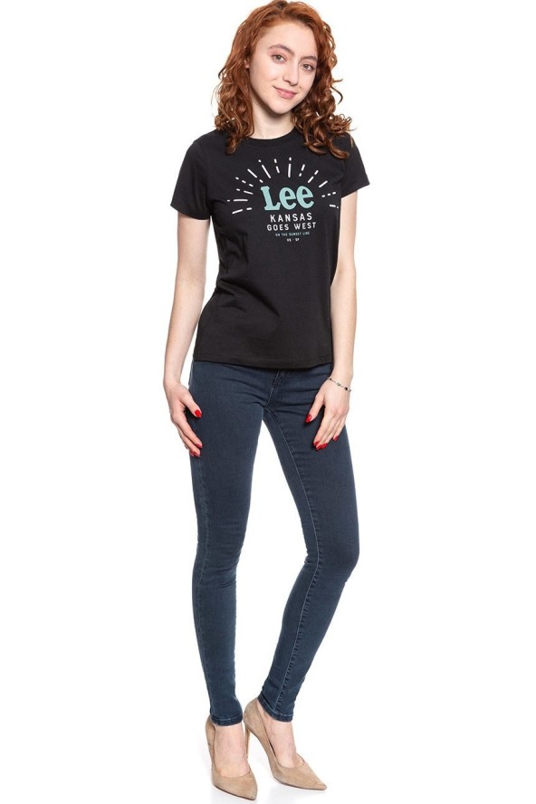 LEE T SHIRT DAMSKI SEASONAL LOGO TEE BLACK L42YRE01 112109518