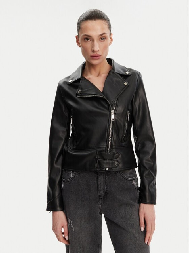 Rinascimento Kurtka z imitacji skóry CFC0119619003 Czarny Regular Fit