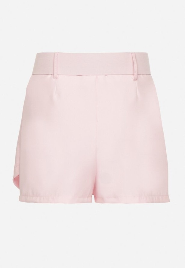Różowe Szorty z Zakładką Imitującą Spódniczkę i Paskiem Halithiela