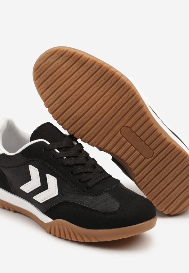 Czarno-Białe Sneakersy Typu Kultowe Tenisówki Zdobione Przeszyciami Mepenna