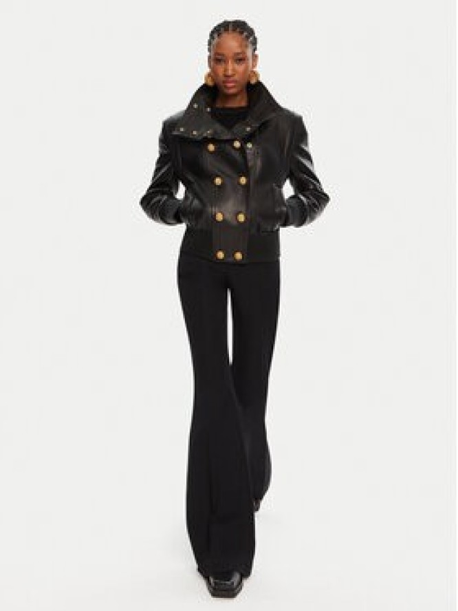 Balmain Kurtka skórzana DF0TH275LC62 Czarny Regular Fit