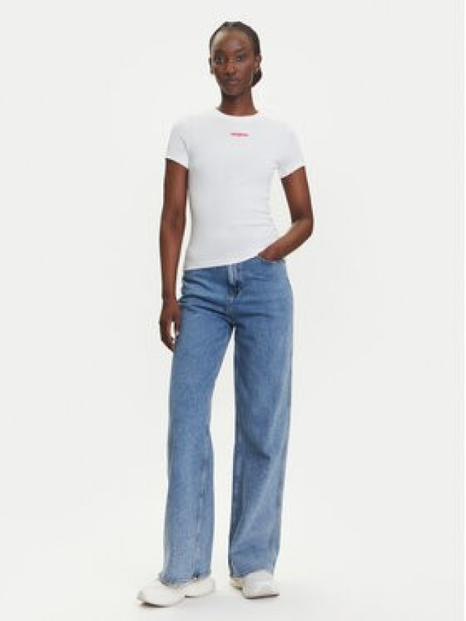 Tommy Jeans T-Shirt Script Label DW0DW21402 Biały Slim Fit