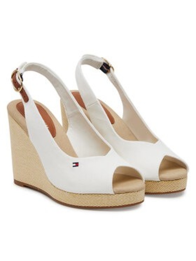Tommy Hilfiger Espadryle Flag High Wedge Espad Slingback FW0FW08597 Biały