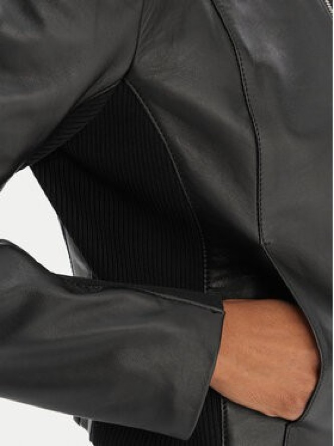 Patrizia Pepe Kurtka skórzana CO0001/L1HZ-K103 Czarny Regular Fit