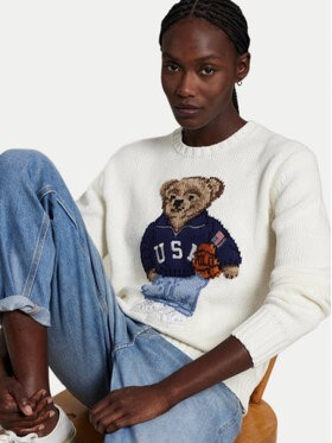 Polo Ralph Lauren Sweter 211966255001 Écru Relaxed Fit