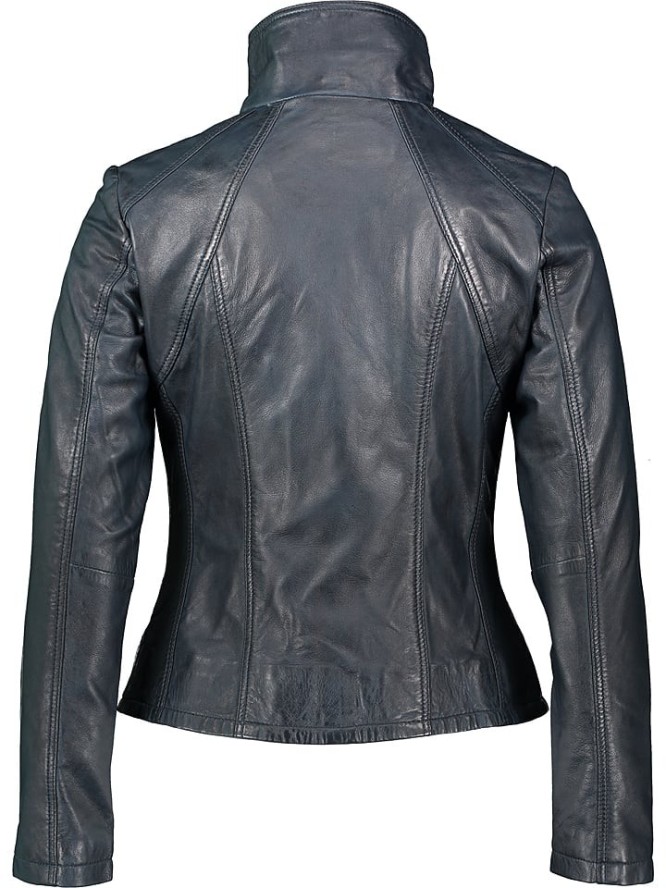 7eleven Skórzana kurtka "Serace" w kolorze granatowym rozmiar: 42