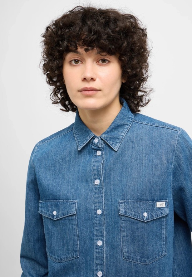 Damska Koszula Mustang Style Sedana Basic Shirt Denim Blue 1015590 5000 540