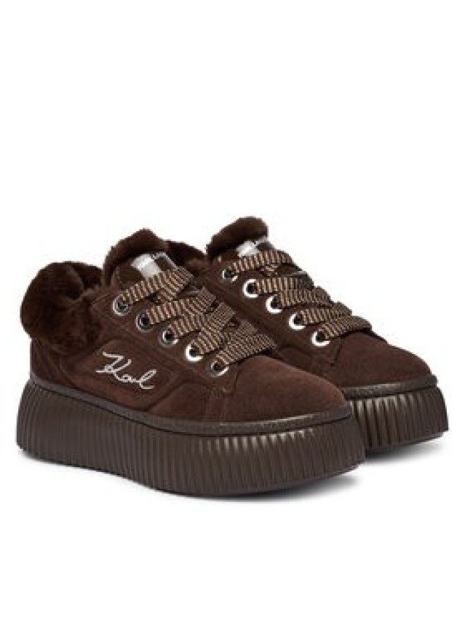 KARL LAGERFELD Sneakersy Kreeper Lo KL42312L Brązowy ciemny