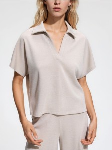 T-shirt polo - beżowy