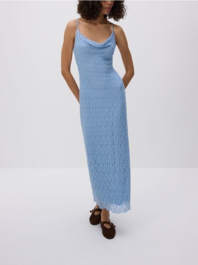 Koronkowa sukienka maxi - jasnoniebieski