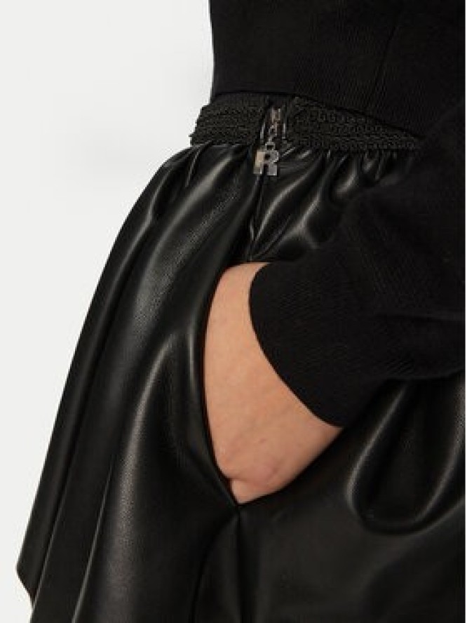 ROTATE Spódnica z imitacji skóry 113503 Czarny Regular Fit
