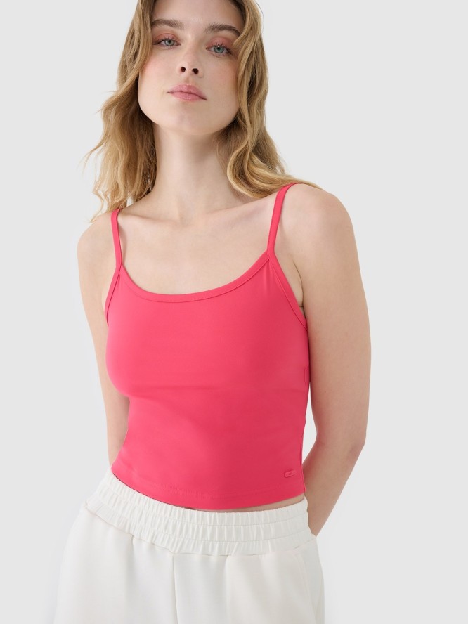 4F Crop-top slim damski - różowa XL