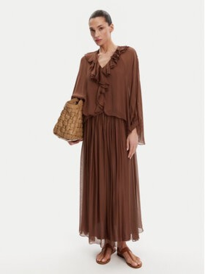 ViCOLO Spódnica midi TD0022 Brązowy Regular Fit