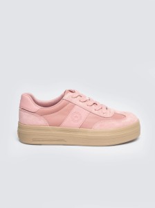 Sneakersy damskie z dodatkiem skóry naturalnej różowe TT274196 601
