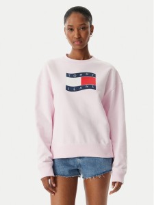 Tommy Jeans Bluza Wavy Flag DW0DW22742 Różowy jasny Boxy Fit