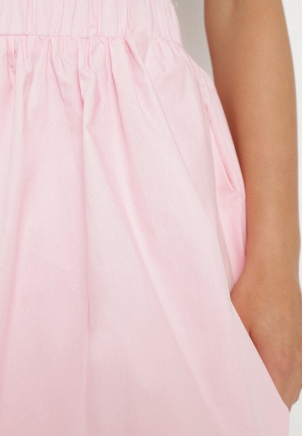 Różowe Bawełniane Szorty o Bufiastym Kroju z Gumką w Pasie Lortewia