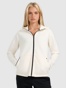4F Bluza dresowa rozpinana z kapturem damska - biała S