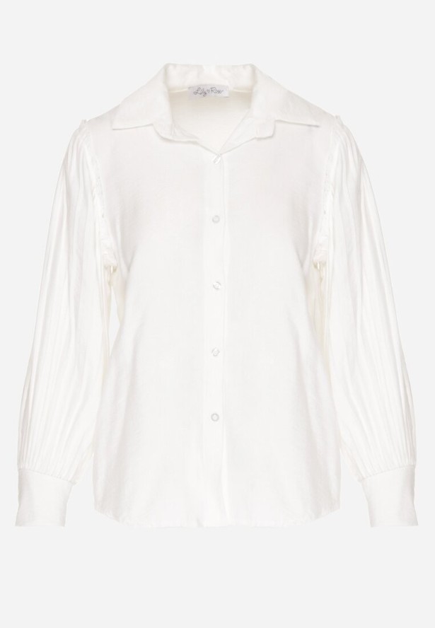 Biała Koszula z Plisowanymi Rękawami Leophone