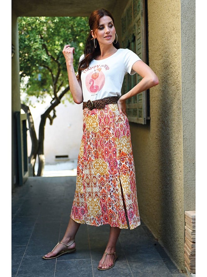 Bleu d'Azur Spódnica "Soso" w kolorze jasnoróżowo-pomarańczowym rozmiar: 38