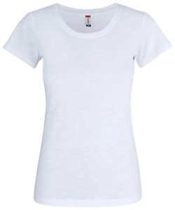 clique Slub-T Women – Dopasowany T-shirt z bawełny slub – white