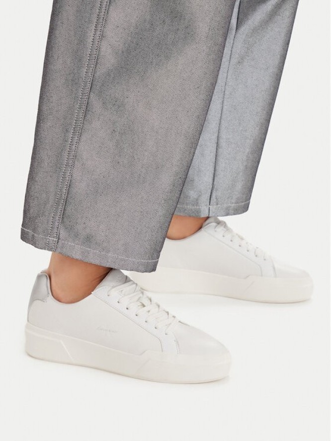 Calvin Klein Sneakersy Chunky Cupsole Lace Up Lth Met YW0YW01948 Biały
