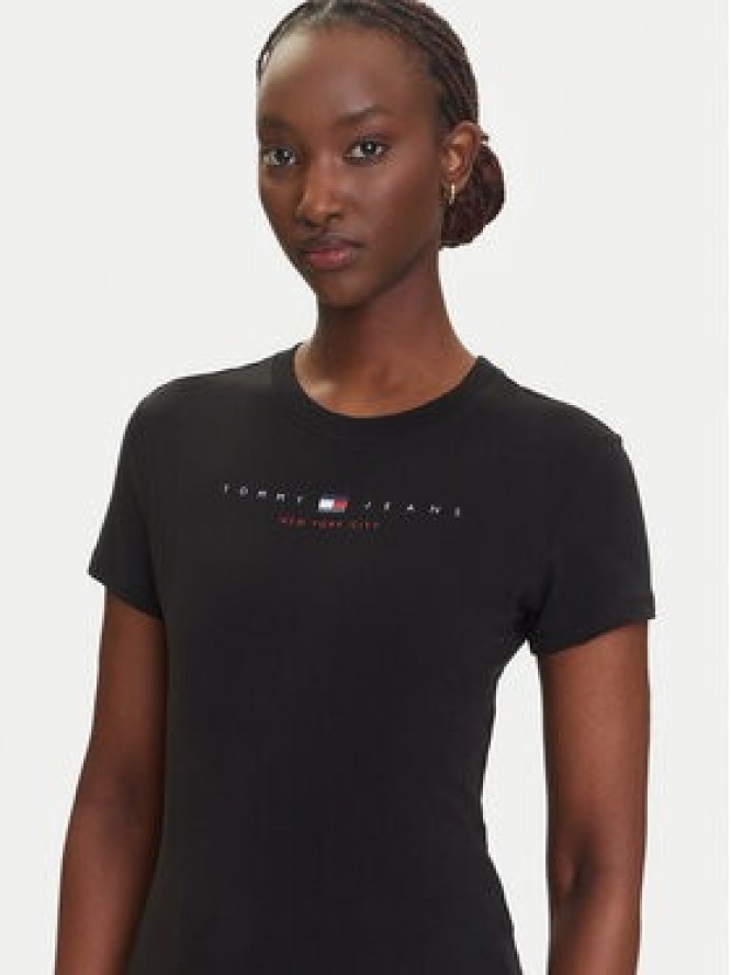 Tommy Jeans T-Shirt Linear DW0DW21422 Czarny Slim Fit