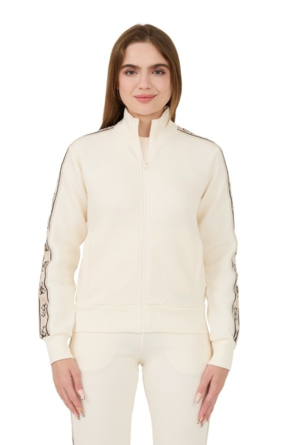 GUESS Beżowa damska bluza Britney Full Zip, Rozmiar XL