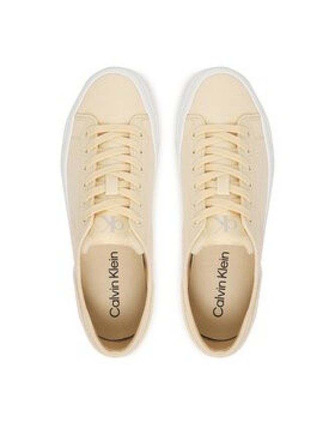 Calvin Klein Sneakersy Vulc Flatform Low Canvas Mg YW0YW01763 Écru