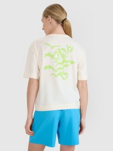 4F T-shirt regular z nadrukiem damski - biały XL