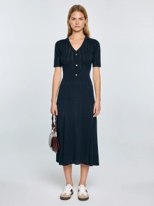 Sukienka damska midi sweterkowa granatowa Adalina 403