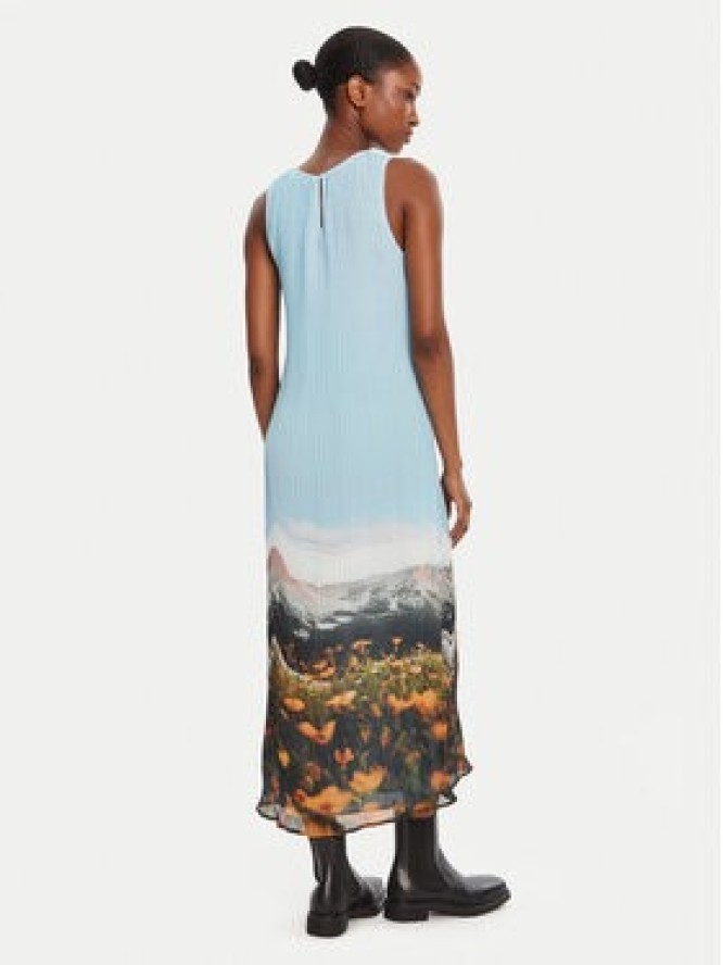 Desigual Sukienka codzienna Plisado Paisaje 25WWVW07 Błękitny Regular Fit
