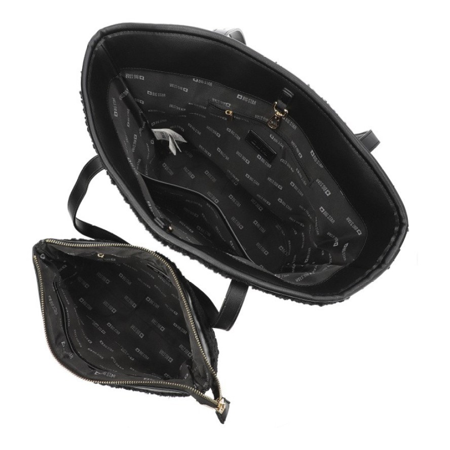 Czarna Torebka Big Star 2w1 Damska Shopperka + Kosmetyczka